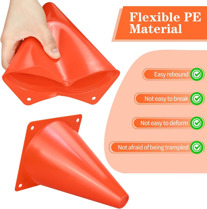 PXZBLG 12/24/50pcs Soccer Cones, 7" Soccer Cones, Plastic Traffic Cones, Training Cones for Basketball Football Skating Drills Practice - Image 3